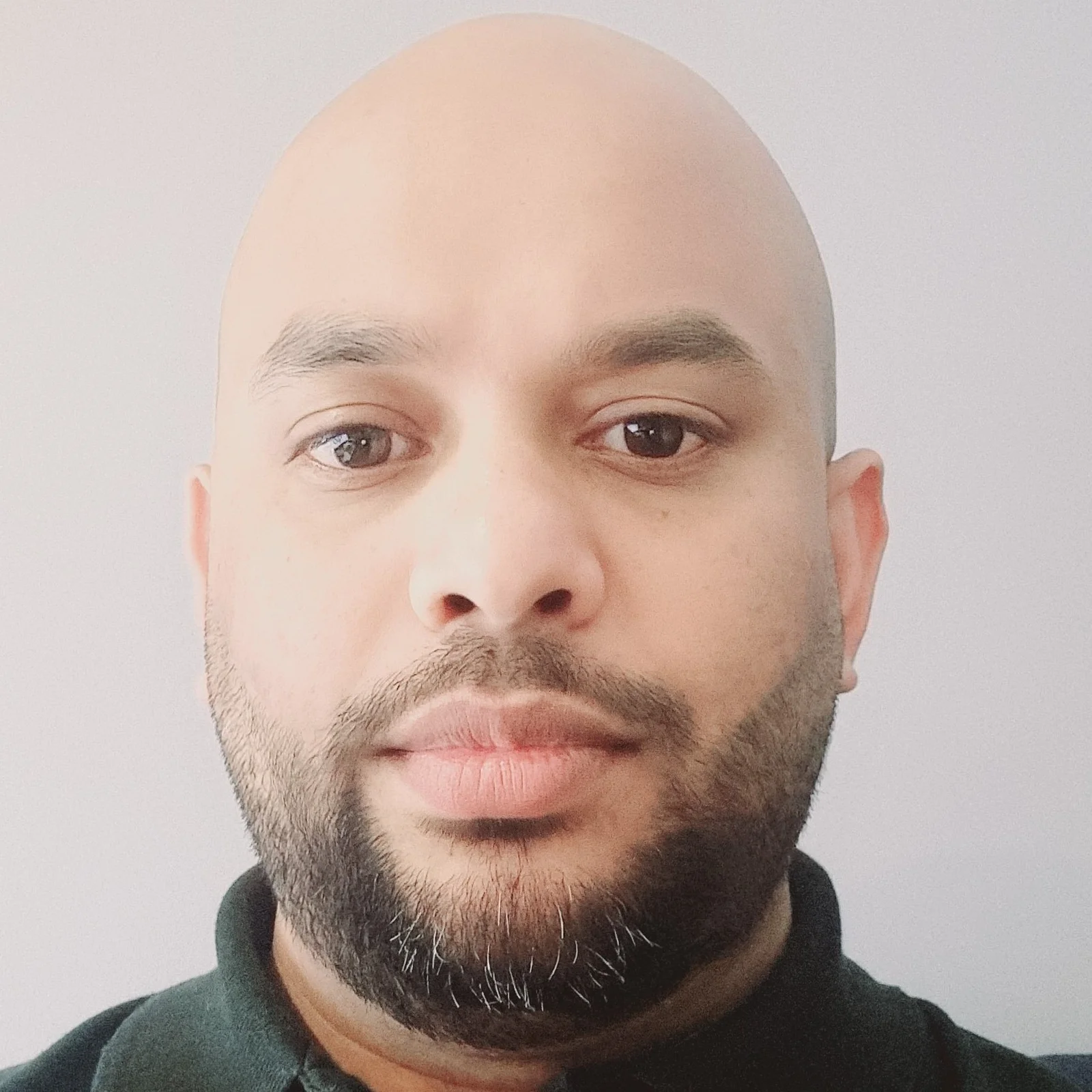 Portrait of a bald man with a beard, facing the camera.